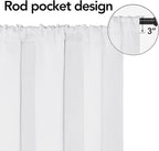 Easy-Going Rod Pocket Blackout Curtains for Bedroom, Room Darkening Window Curtains for Living Room, Thermal Insulated Noise Reduction Solid Window Drapes, 2 Panels(42x72 in, White)