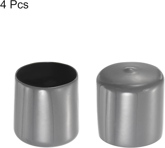 uxcell 4pcs Rubber End Caps 44mm ID Vinyl Round End Cap Cover Screw Thread Protectors Dark Grey, 40mm Height