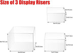 Clisela 3pcs Acrylic Cube Display Stands Box Risers with Hollow Bottoms, Food Risers for Buffet Table, Decorative Display Stand Shelf for Dessert Collectibles Jewelry Figures Show - Clear 6" 7" 8"