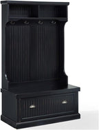 Pemberly Row Tall Entryway Hall Tree with Storage Bench in Distressed Black