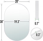 30x20 Mirror Runway Oval Wall Mounted Aluminum Alloy Metal Frame Rectangle Mirrors for Entryway Bedroom Bathroom Living Room 30 20 inch Silver