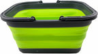 SAMMART 12L (3.17Gallon) Collapsible Tub with Handle - Portable Outdoor Picnic Basket/Crate - Foldable Shopping Bag - Space Saving Storage Container (Grey/Grass Green)