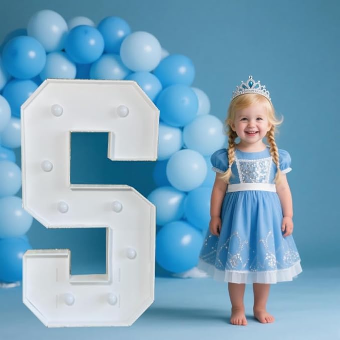 PRELIFE MEMORY 3FT/36 Inch Light Up Marquee Letter A-Z, White Frame KT Board Plug-in KT Board with Bracket White LED Party Decorative Light Decoration for Birthday Party Anniversary (S)