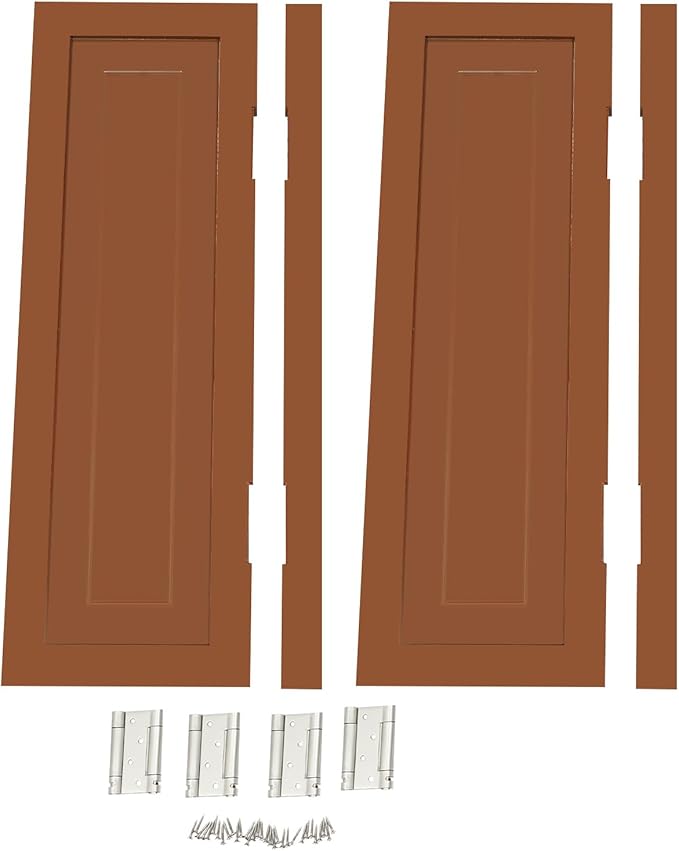 Solid Wood Interior Swing Door with Metal Hinges - Swinging Cafe Doors for Kitchen, Stairs, Bedroom Entrance & Partition (Brown, 27.56"X35.43")