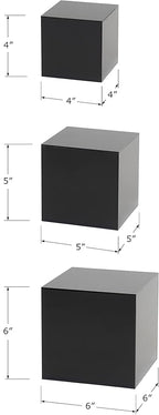 Red Co. Set of 3 Glossy Black Acrylic Cube Display Nesting Riser Stands with Hollow Bottoms