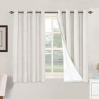 H.VERSAILTEX Primitive Linen Curtains 100% Blackout Curtain Drapes Burlap Fabric Curtains with White Thermal Insulated Liner, Grommet Top Drapes Living Room/Bedroom (2 Panels, 52 x 54 Inch, Ivory)