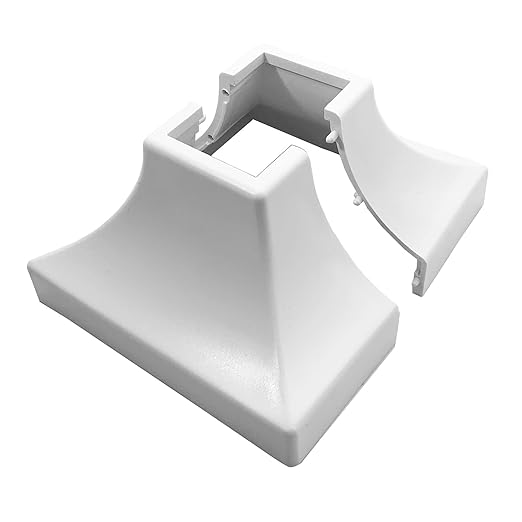 Deck Post Base Cover – Durable, Snap-Together Shoe Base Instantly Transforms Hand & Stair Rail Feet – Porch, Stair & Deck Base Brackets Covers – UV-Resistant ABS Plastic (White)