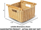 The Basket Lady Deep Pole Handle Wicker Storage Basket, Small, 11.5 in L x 11.5 in W x 8 in H, Sandstone
