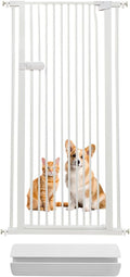 Lumizone Extra Tall Cat Gate 55.12" High Pressure Mounted Extra Wide 2025 New (17 Sizes) 1.37" Gap No Drilling Auto-Close One-Handed Operation Tall Pet Gate for Dogs(White, 55.12" H x 29.92"-34.24" W)