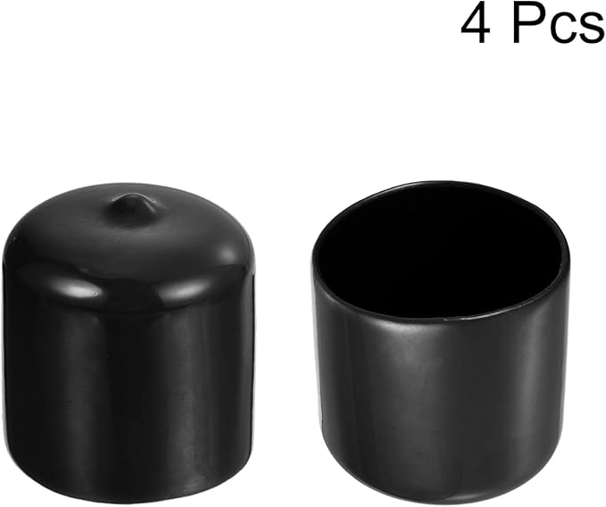 uxcell 4pcs Rubber End Caps 1 1/4"(32mm) ID Vinyl Round End Cap Cover Screw Thread Protectors Black, 30mm Height