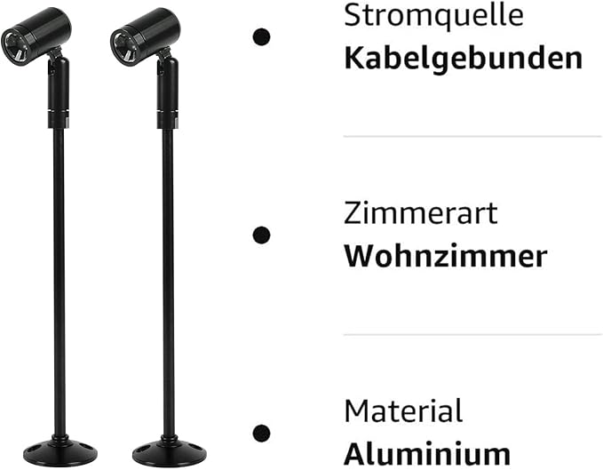 2 Pack Mini LED Spotlight, 3W Aluminum Spot Light Jewelry Showcases Display Lighting Adjustable Angle AC 110V Hard Wired Standing Up Cabinet Spotlight Accent Lights (Black Warm Light 3000K)
