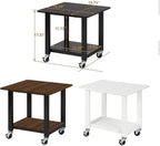 SunnyPoint 2-Tier Under Desk Printer Stand with Storage Shelf and Steel Frame, Industrial Mobile Printer Cart Holder with Lockable Improved Industrial Wheels for Home and Office (BLK)