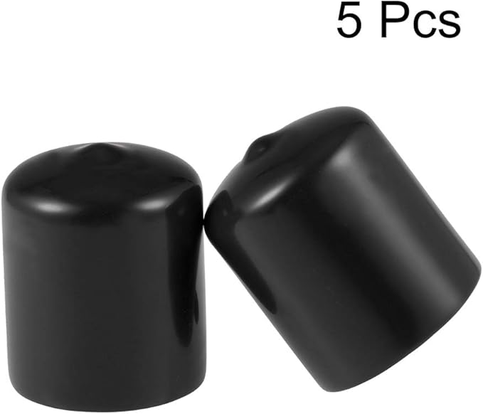 uxcell 5pcs Rubber End Caps 30mm ID Vinyl Round Tube Bolt Cap Cover Screw Thread Protectors Black
