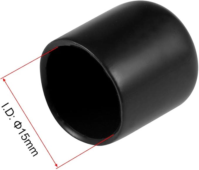 uxcell 10pcs Rubber End Caps 15mm ID Round End Cap Cover Screw Thread Protectors Black