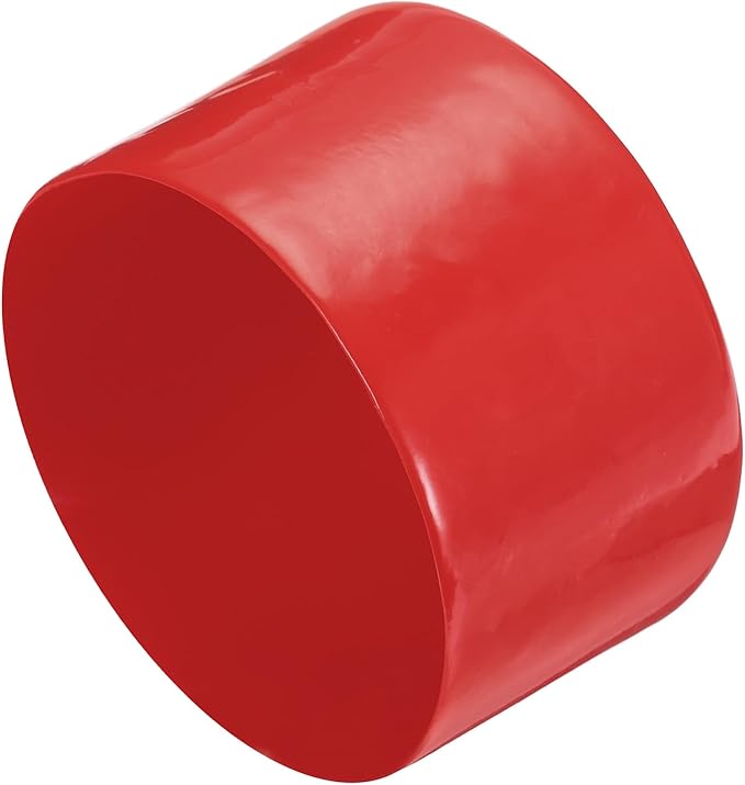 uxcell 4pcs Rubber End Caps 90mm ID Vinyl Round End Cap Cover Screw Thread Protectors Red, 50mm Height