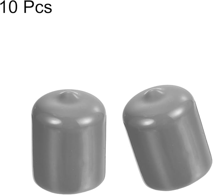 uxcell 10pcs Rubber End Caps 21mm ID Vinyl Round End Cap Cover Screw Thread Protector Light Grey