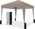 SANWAY 10x10 Pop up Canopy Tent, One-Button, Outdoor Instant Canopy Protable for Events, Camping, Parties, Vendor, Beach Tent - Beige