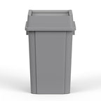 19 Gallon Gray Square Commercial Trash Garbage Can with Lid | Outdoor Office Restaurant School Kitchen