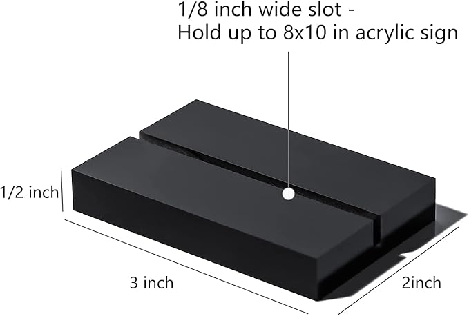 UNIQOOO 3" Black Acrylic Stand | 20 Pack 3mm Slot Wedding Sign Holders, Perfect for Wedding, Table Number, Exhibition, Office, Restaurant, Business