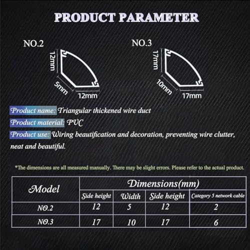 Self-Adhesive Corner Cord Cover, PVC Cable Floor Strip Protector for Home Office, Wire Hider & Management Solution (Black, No.3)