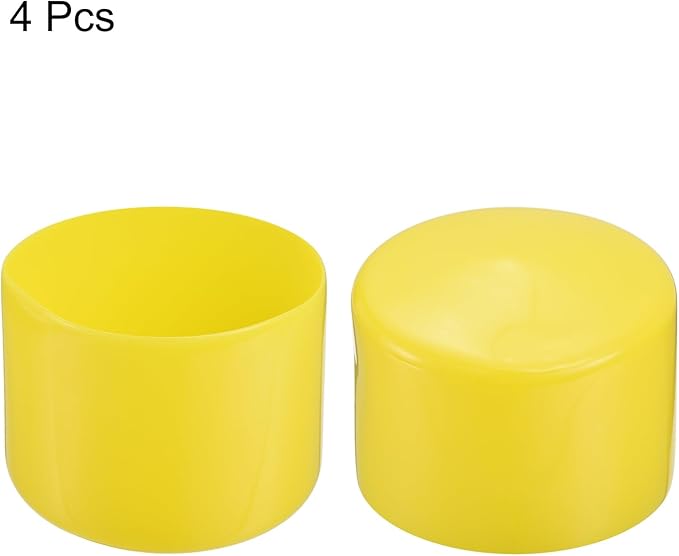 uxcell 4pcs Rubber End Caps 75mm ID Vinyl Round Tube Bolt Cap Cover Screw Thread Protectors Yellow, 50mm Height