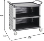 HUBERT Service Cart with Open Front Black Plastic - 38 1/2" L x 20 7/8" W x 36 5/8" H