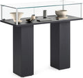 Free-Standing Tempered Glass Display Case, with 2 Pedestal Style Legs and Black Veneer