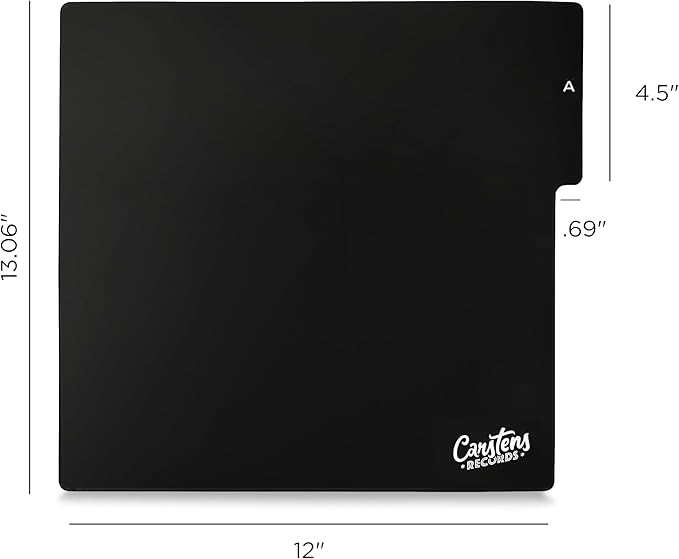 Carstens Records Heavy Duty Vinyl Album Dividers A-Z | Single Sided Printing | 12" LP Organizers with Tabs | Pack of 26 Black | Made in The USA | for Side Browsing