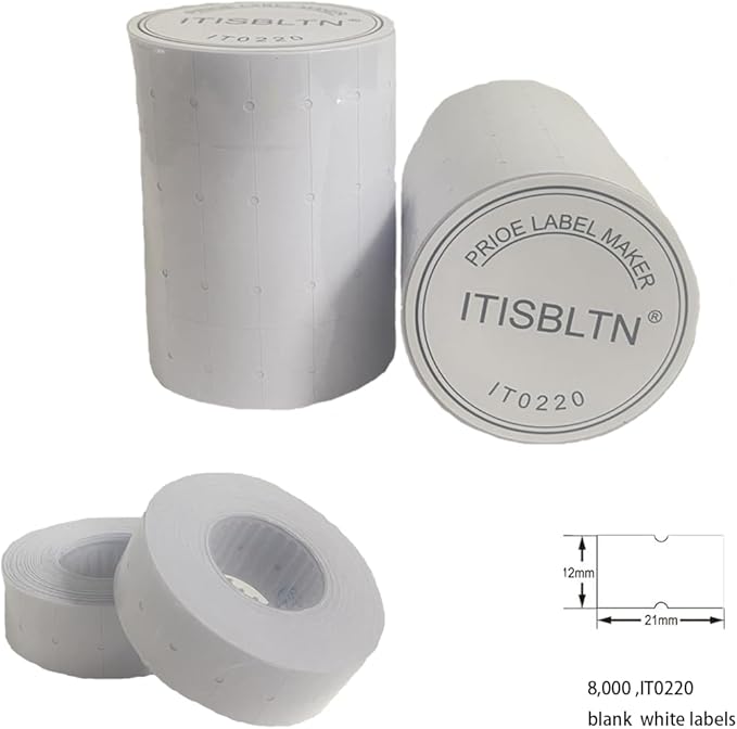 One-Line White Price Gun Labels- 8,000 White Blank Price and Date Gun Labels with Fits MX-5500 and LonXFan 1 Line Price and Date Guns