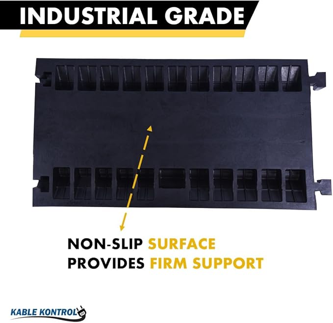 Kable Kontrol Atlas Heavy Duty Cable Protector Ramp - 5 Channel - 1 Pc - 36" Long Black & Yellow - 36,000 Lbs Capacity - Rubber Speed Bump Wire Protector Cord Cover - CP9988