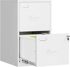 2 Drawer File Cabinet with Lock, Metal Filing Cabinets for Home Office, Vertical White Small Caninet for Home Office, Steel Narrow Two Drawer File Cabnet for Letter/File Box- Assembly Required