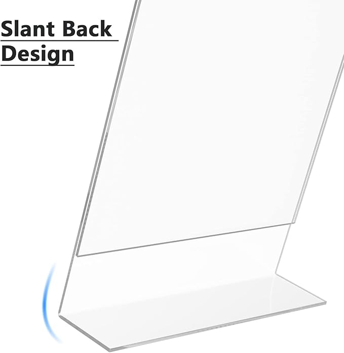 MaxGear Acrylic Sign Holder 8.5 X 11, Plastic Paper Holder With Vertical Slanted Back, Picture Photo Frames Display Stand Flyer and Document Organizer for Office Desktop Use, 10 Pack