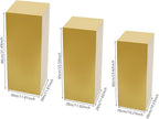 Eapmic Pedestal Stands for Party, Cake Pedestal Stand, Dessert Table Display Plinth Pillars, Sculpture Display Column Decoration Cube for Wedding Birthday (Gold, Square-3Pcs(31.49"+25.59"+23.62"))