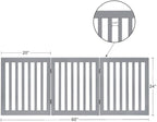 Unipaws Indoor 3 Panels Classic Freestanding Wooden Foldable Pet Gate with Support Feet - Grey, 20" W x 24" H