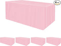 HolidayIdeas Fitted Tablecloths for 8 Foot Rectangle Table, Wrinkle Resistant Washable Table Cover 30x96 Inch for Vendor Booth Display, Banquet, Trade Show, Pink, 4 Pcs