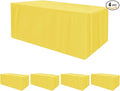 HolidayIdeas Fitted Tablecloths for 6 Foot Rectangle Table, Wrinkle Resistant Washable Table Cover 30x72 Inch for Vendor Booth Display, Banquet, Trade Show, Yellow, 4 Pcs