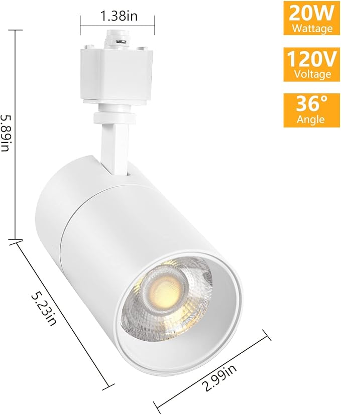VANoopee 3-Color in 1 20W H Track Lighting Heads Dimmable No Flicker Bright LED Track Lighting Fixtures for Accent Retail Kitchen Artwork, Linear Track Light H Type - CRI90+ 36° 20W White