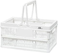 20 L Collapsible Shopping Basket, plastic basket, Basket with Handle, M (White)