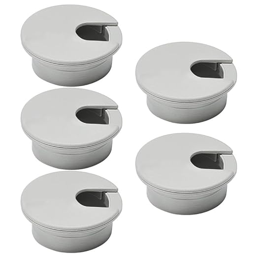 5 Pcs Desk Grommet 2" / 50 mm, Desk Cord Hole Cover, Cable Grommet ABS Plastic, Desk Hole Grommet for Home & Office Pc, Detachable Cable Cord Organizer-Light Grey
