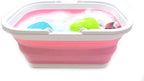 SAMMART 15.5L (4.1 Gallons) Collapsible Tub with Handle - Portable Outdoor Picnic Basket/Crate - Foldable Shopping Bag - Space Saving Storage Container (Pink)
