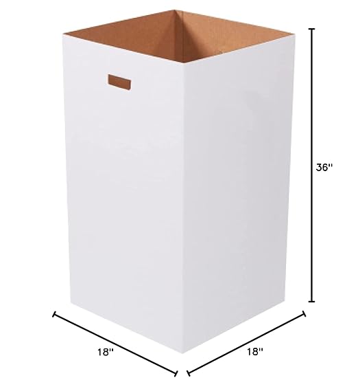 BOX USA 50 Gallon 18" L x 18" W x 36" H 10-Pack Cardboard Trash Cans and Recycling Bins, Reusable or Disposable Pop Up Garbage Boxes for Parties, Outdoor Events, Heavy Duty, Plain