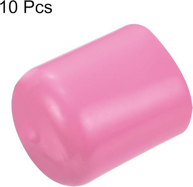uxcell 10pcs Rubber End Caps 21mm ID Vinyl Round End Cap Cover Screw Thread Protectors Pink