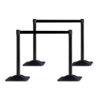 10 ft Crowd Control Stanchion Set, Crowd Control Barrier, Stanchions with Retractable Belts & Base, Retractable Stanchions, Queue Management Stanchion (4 Pack) (Black)