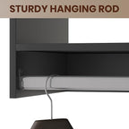 ROOMTEC 28.5" Tall Hanging Closet Unit, Modular Closet System with Hanging Rod, Wardrobe Organizer for Bedroom or Walk-in Closet, Wall Mounted, Customizable Clothes Storage Unit, Black
