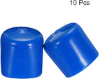 uxcell 10pcs Rubber End Caps 38mm ID Vinyl Round End Cap Cover Screw Thread Protectors Blue