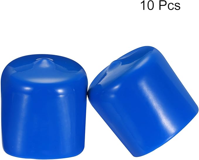 uxcell 10pcs Rubber End Caps 32mm ID Vinyl Round End Cap Cover Screw Thread Protectors Blue