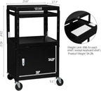 TUFFIOM AV Presentation Cart for Video Projector, Laptop Computer, Mobile Workstation Utility Media Cart for School Classroom Office, Rolling Storage Stand with Locking Cabinet Keyboard Shelf