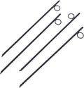 4 Pack Rebar Stakes 3/8" x 18" Heavy Duty Steel Ground Anchors with 1" Loop & Angled End for Canopy, Camping, Tent, Tarps, Garden & Yard, Black