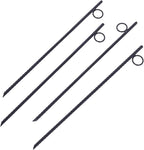 4 Pack Rebar Stakes 3/8" x 18" Heavy Duty Steel Ground Anchors with 1" Loop & Angled End for Canopy, Camping, Tent, Tarps, Garden & Yard, Black