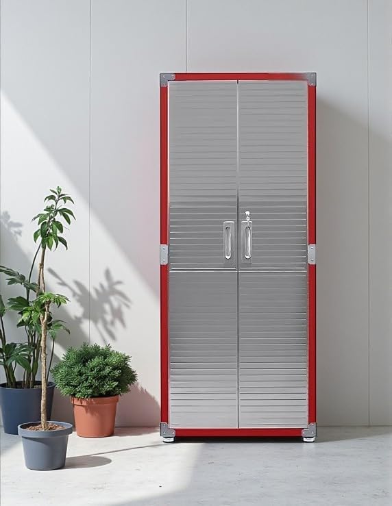 Heavy Duty Storage Solid Stainless Steel Cabinet with Lockable, Adjustable Shelf, Metal Garage Organizer (Red, 30" W x 18" D x 72" H)